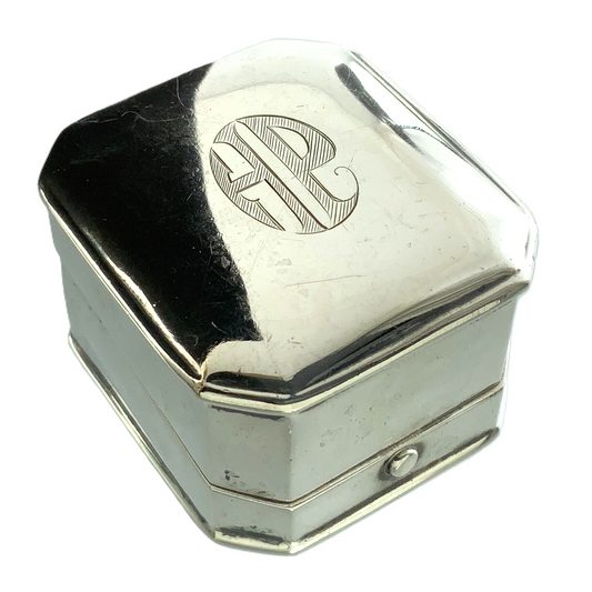 Art Deco Birks Sterling Silver Ring Box Engraved Rectangular Display Box II304