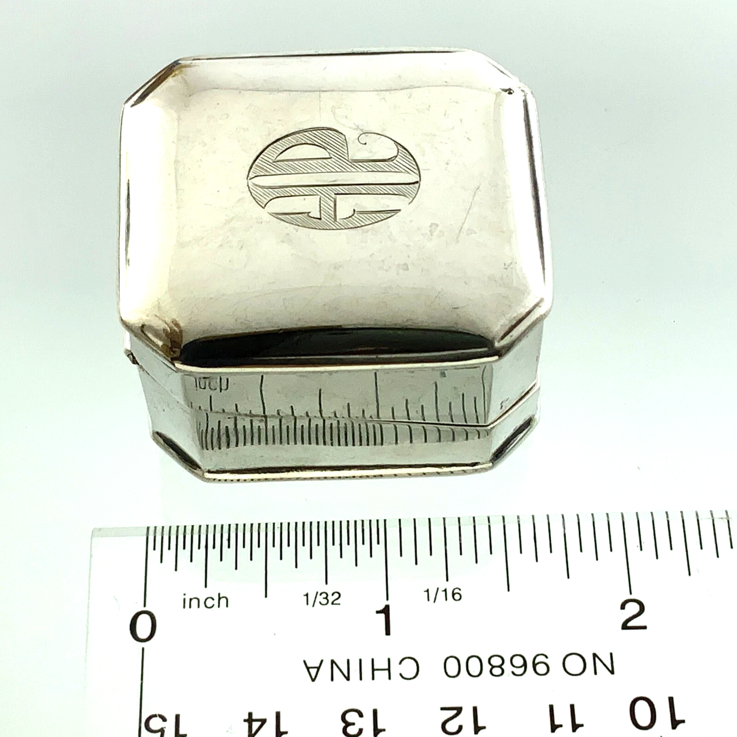 Art Deco Birks Sterling Silver Ring Box Engraved Rectangular Display Box II304