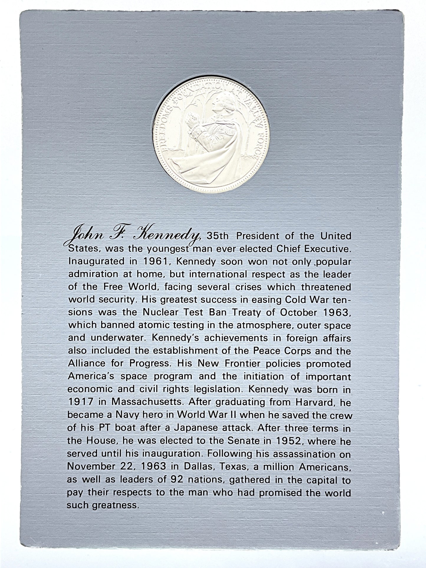 .985 ozt John F Kennedy Silver Round