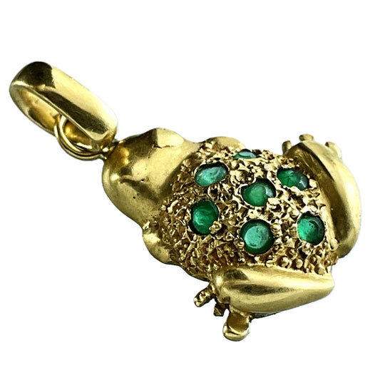 10K Yellow Gold Frog Charm Pendant