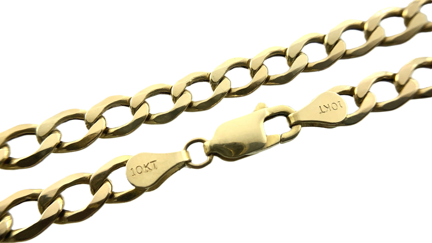 10K Yellow Gold  Cuban Link Chain Necklace 22.25 in x 5 mm AU313
