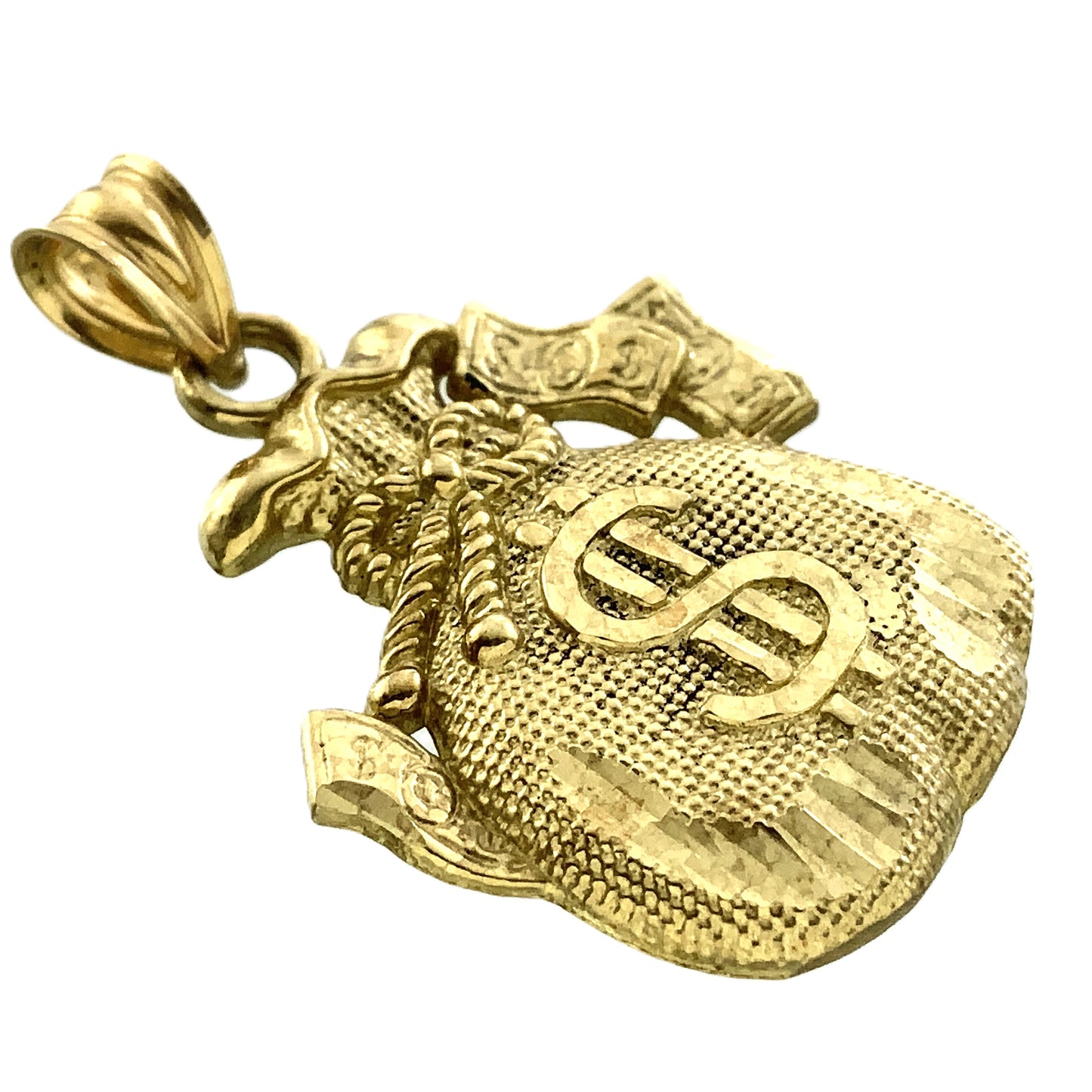 10K Yellow Gold Money Bag Pendant Charm AU316