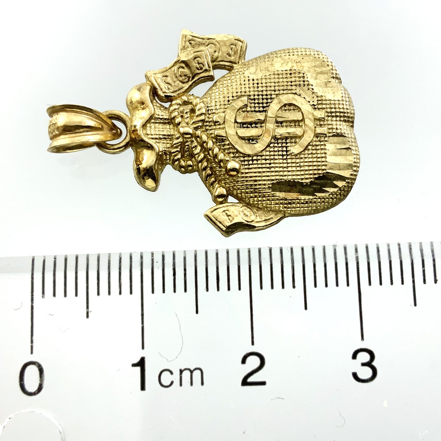 10K Yellow Gold Money Bag Pendant Charm AU316