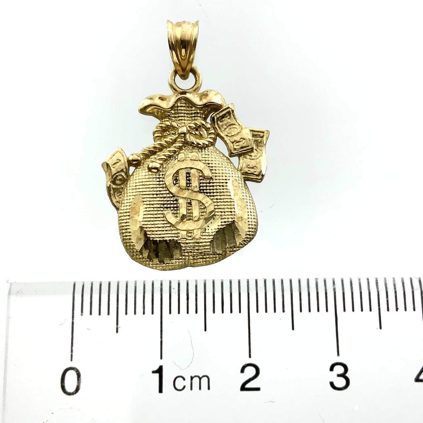 10K Yellow Gold Money Bag Pendant Charm AU316