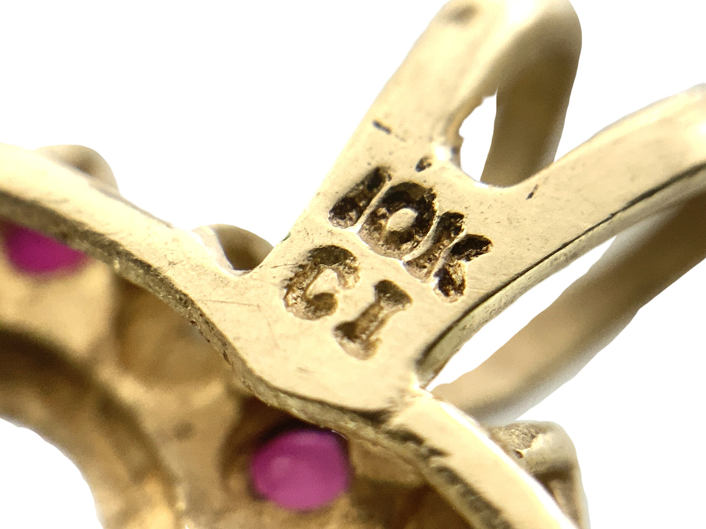 10K Yellow Gold Heart Shaped Pendant Charm With Stones  AU322