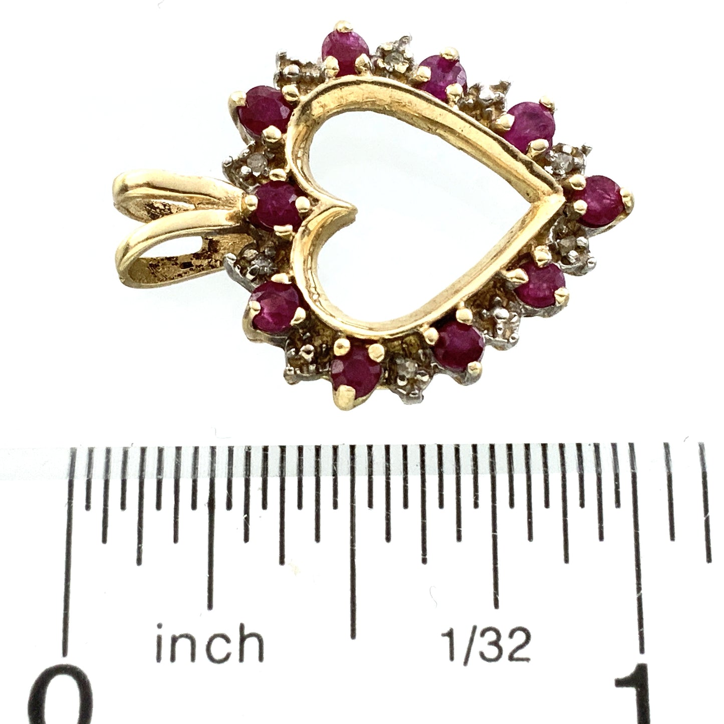 10K Yellow Gold Heart Shaped Pendant Charm With Stones  AU322