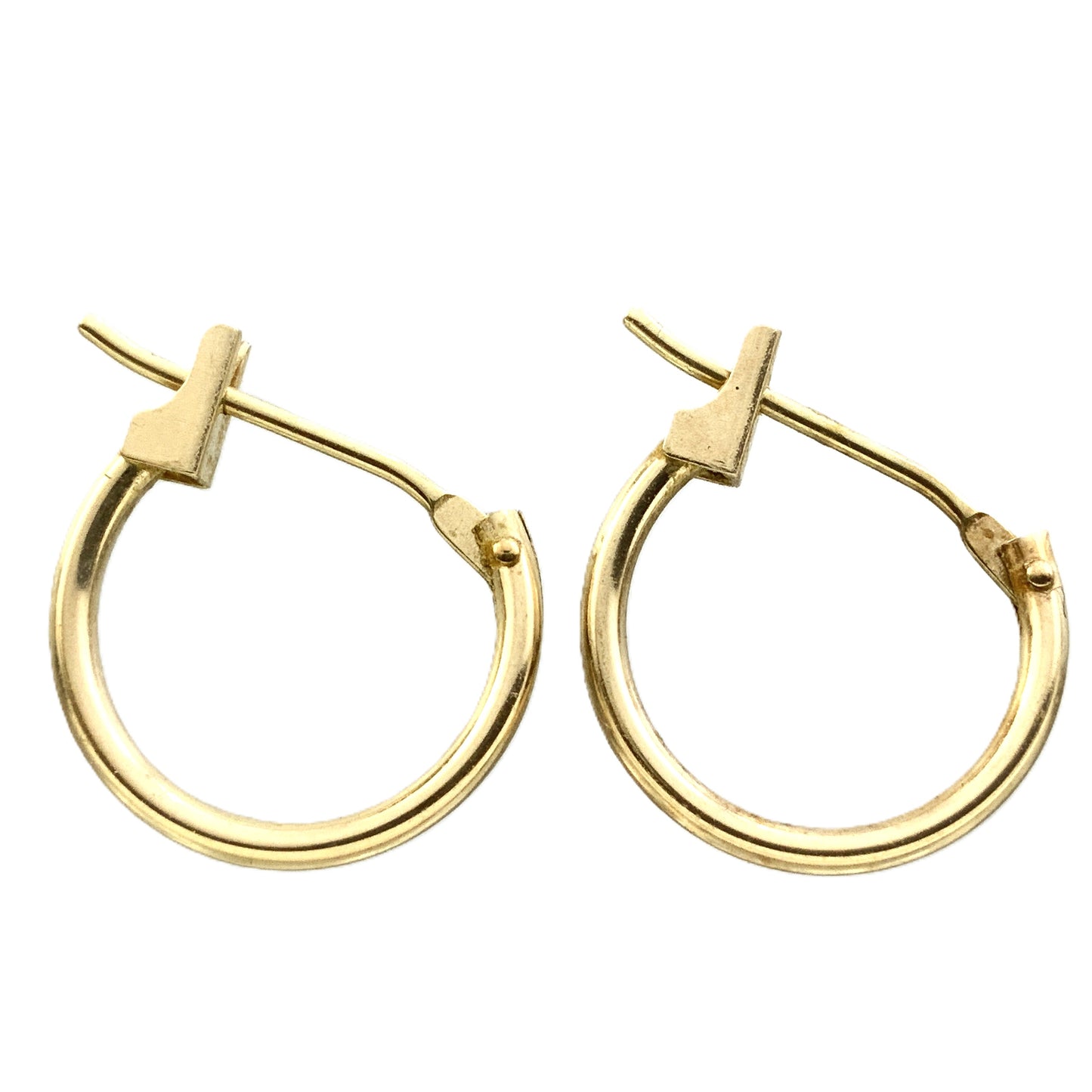 10K Yellow Gold  Hoop Earrings With Latch-Back Closure AU326