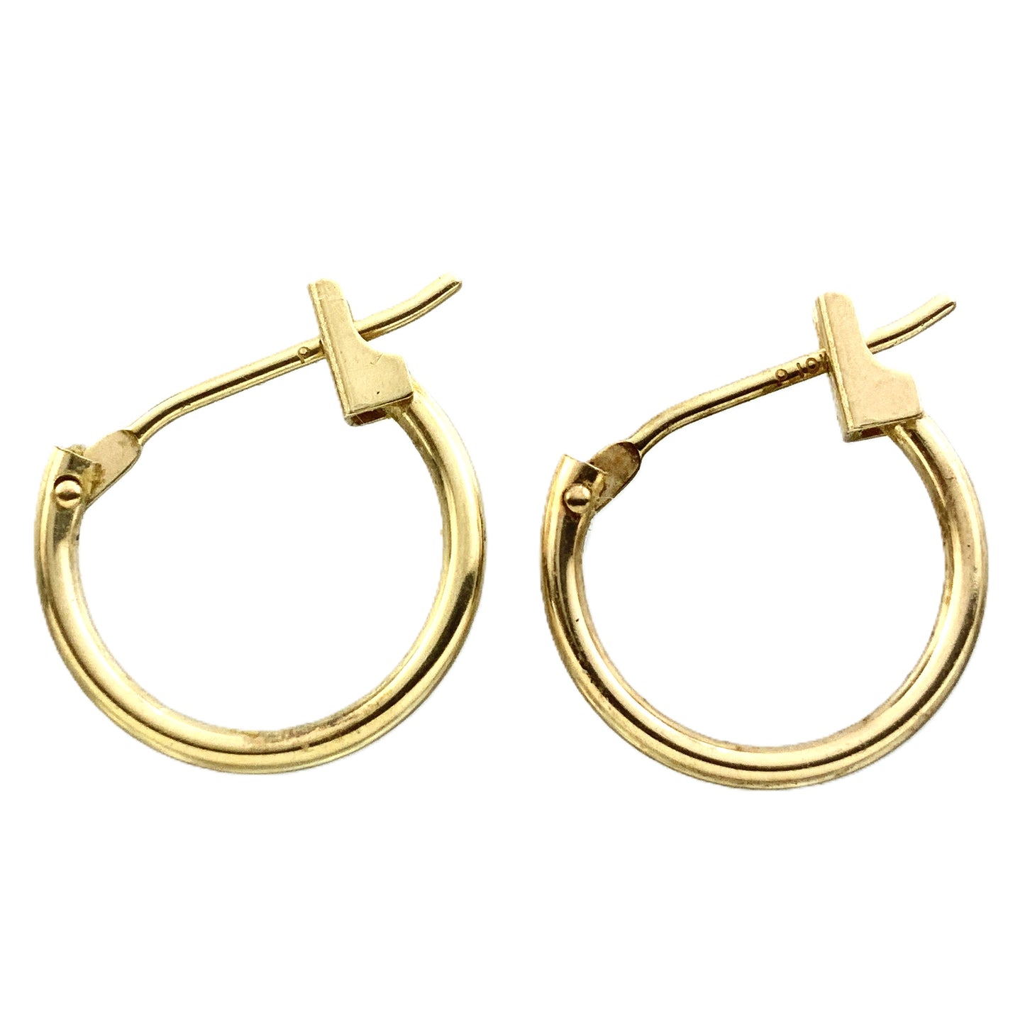 10K Yellow Gold  Hoop Earrings With Latch-Back Closure AU326