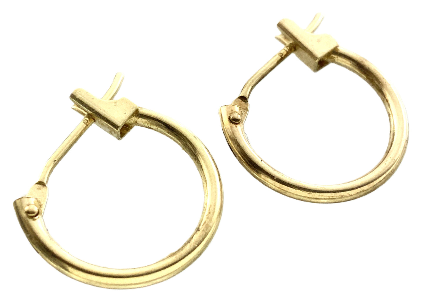 10K Yellow Gold  Hoop Earrings With Latch-Back Closure AU326