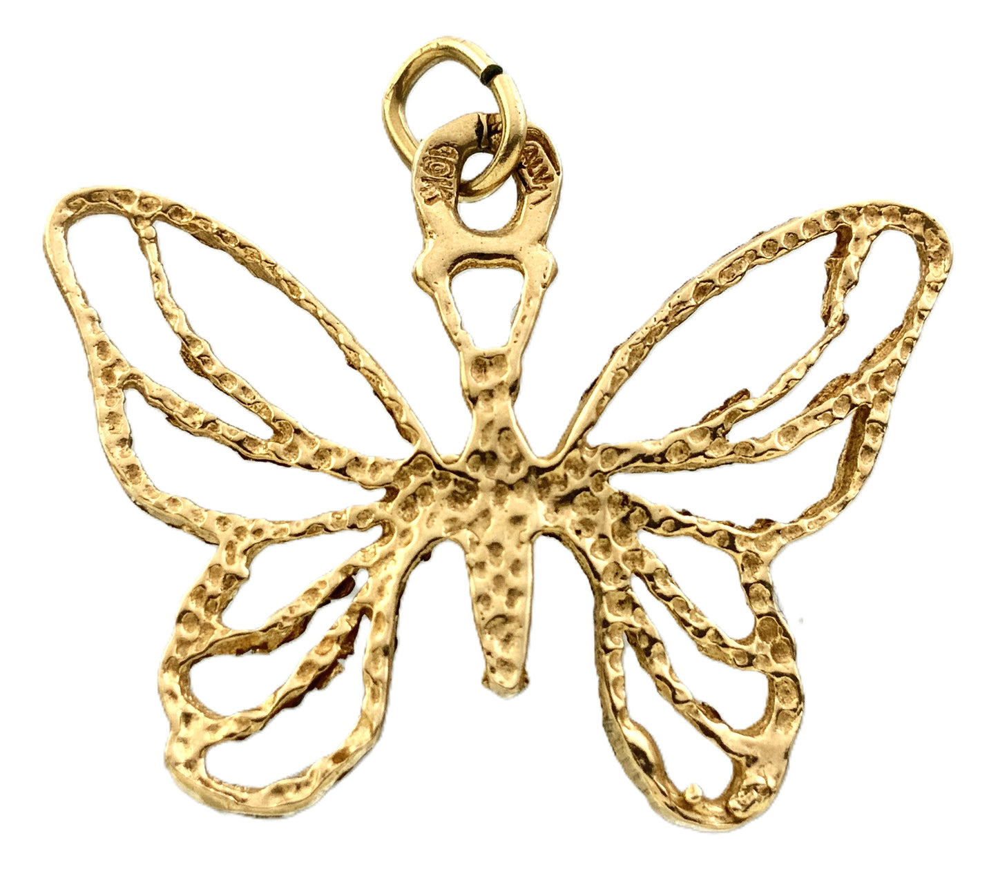 10K Yellow Gold  Butterfly Pendant Charm With Openwork Design AU328