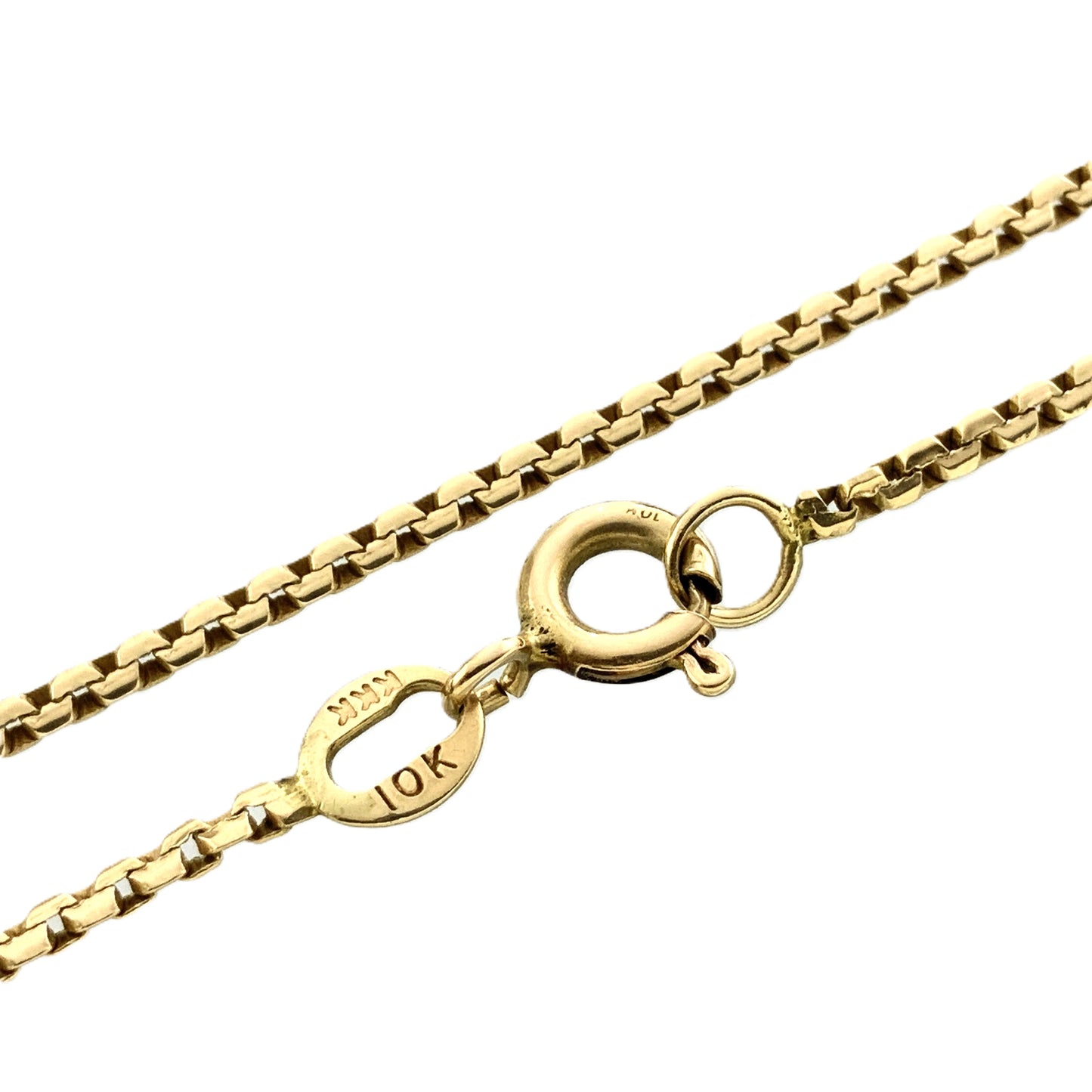 10K Yellow Gold Box Link 19.5 in x 1 mm Chain Necklace AU330