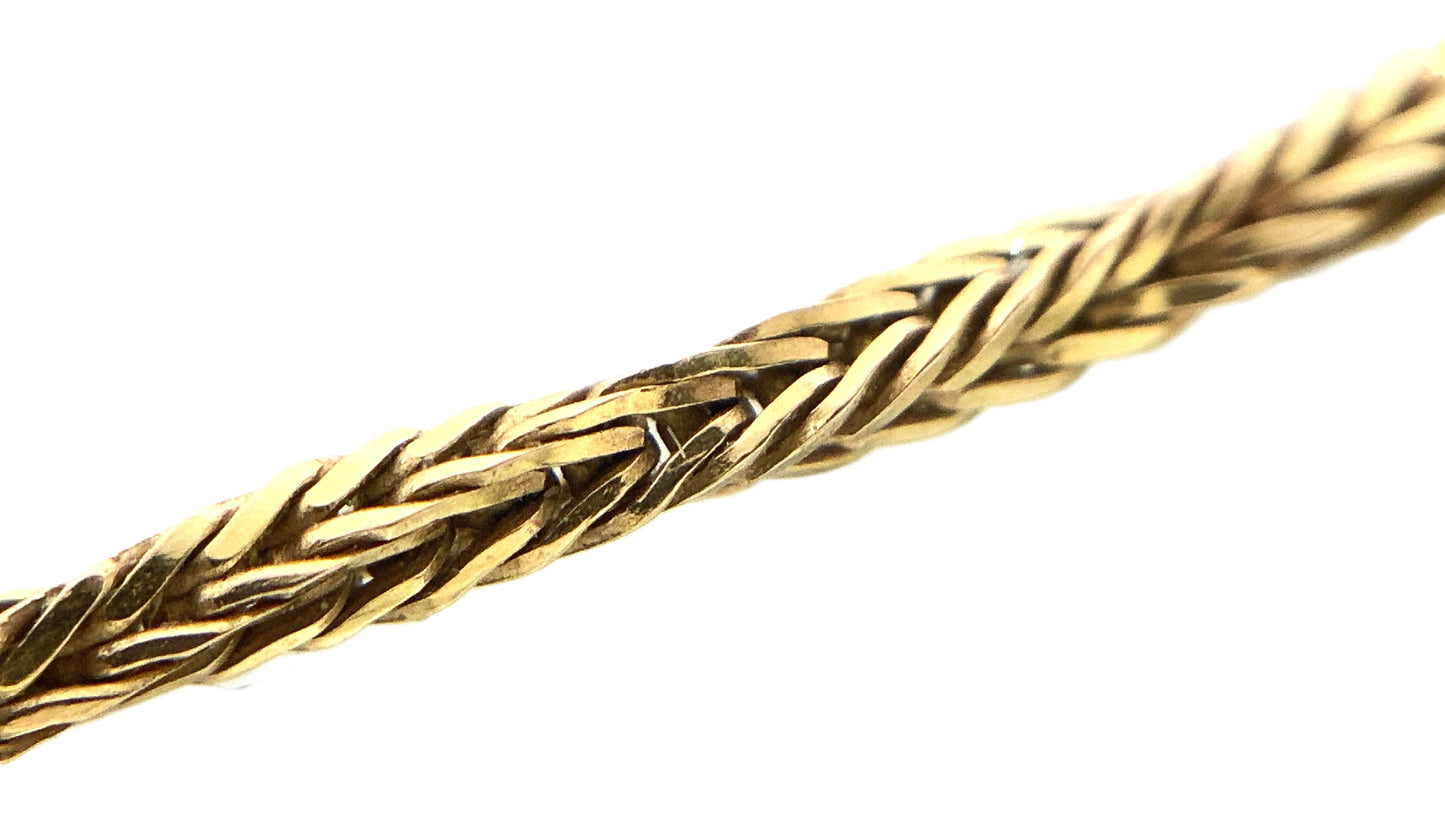 10K Yellow Gold Braided Wheat Link Chain Necklace 18.25 in x 1.5 mm AU331
