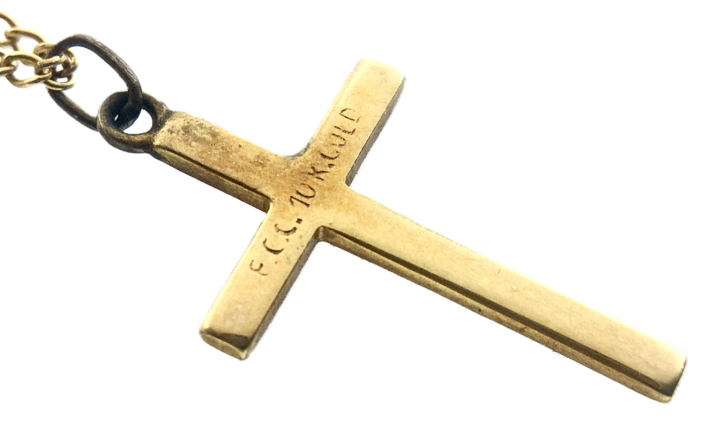 10K Yellow Gold Christian Jesus Crucifix Pendant Charm Chain AU332