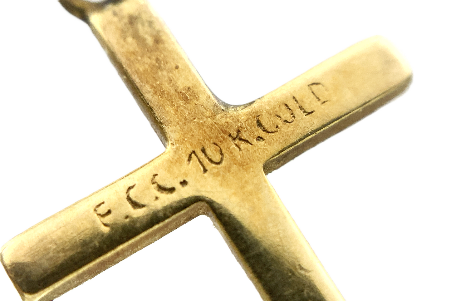 10K Yellow Gold Christian Jesus Crucifix Pendant Charm Chain AU332