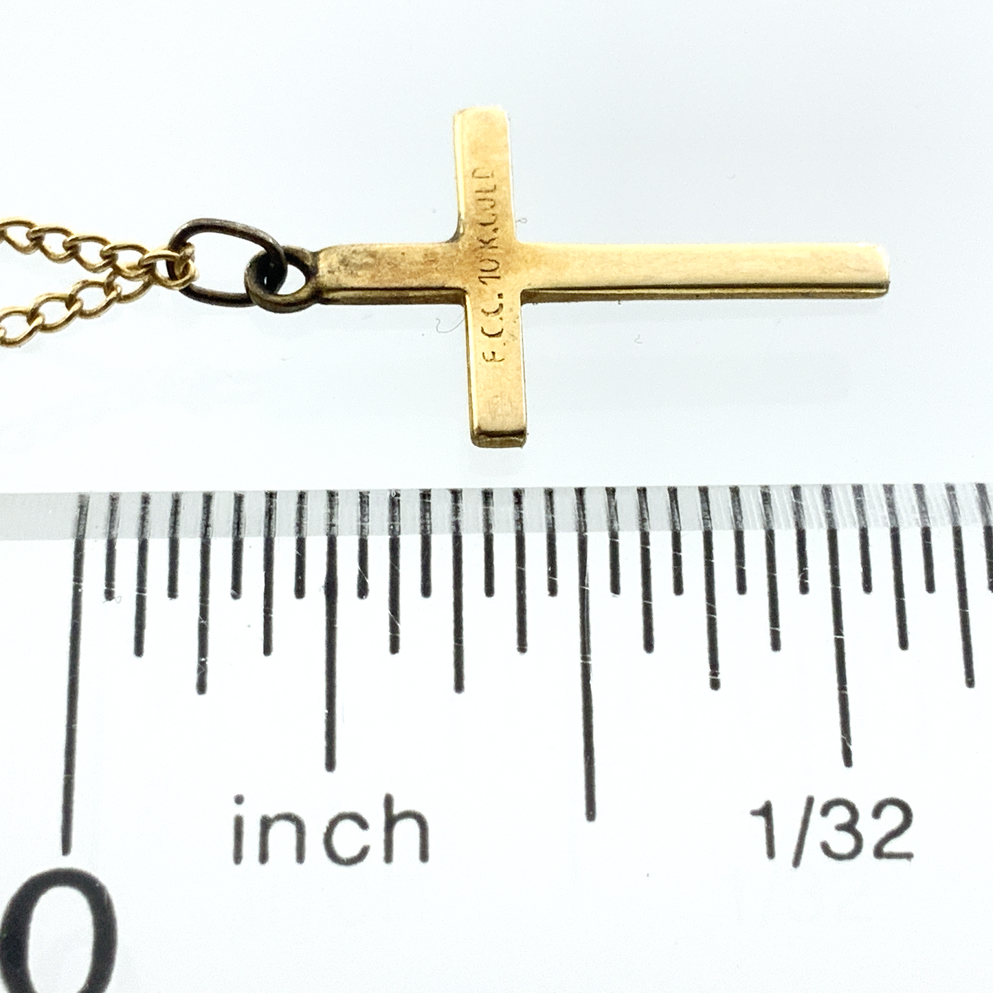 10K Yellow Gold Christian Jesus Crucifix Pendant Charm Chain AU332