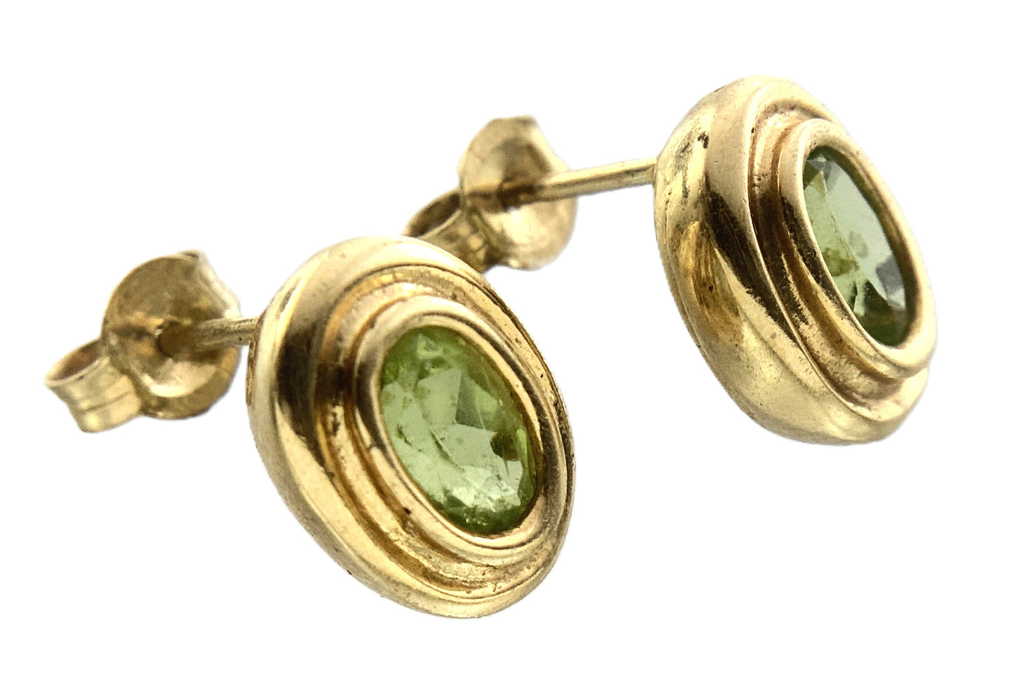 10K Yellow Gold  Peridot Gemstones Pendant Charm and Stud Earrings AU336