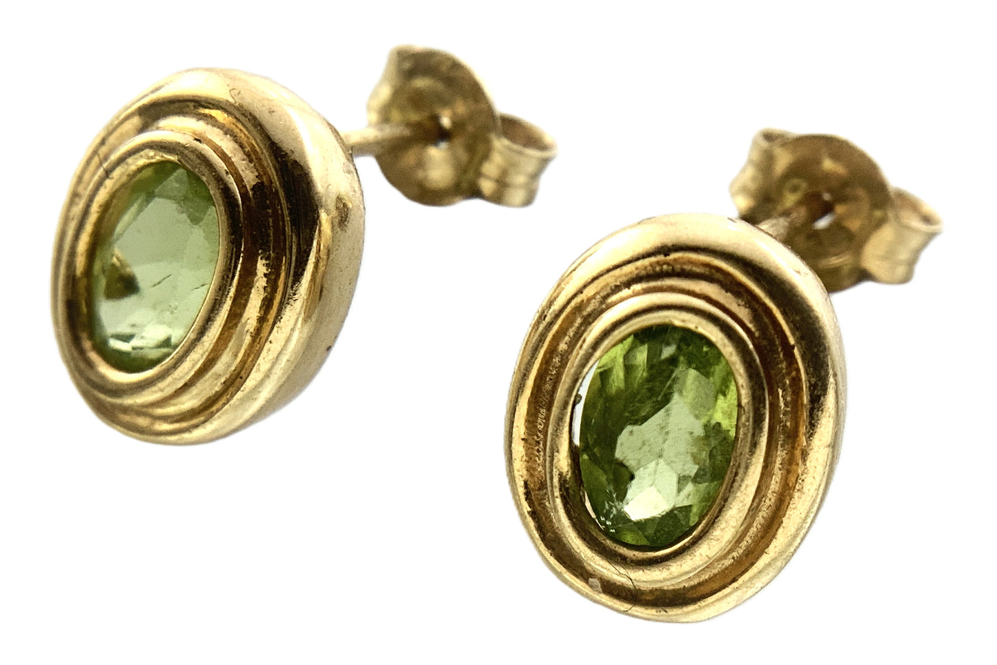 10K Yellow Gold  Peridot Gemstones Pendant Charm and Stud Earrings AU336
