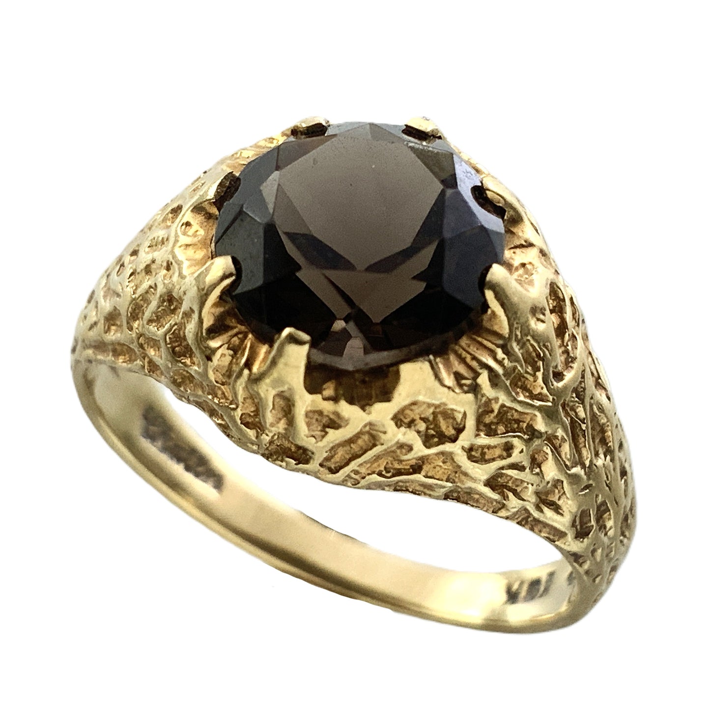10K Yellow Gold  Vintage Inspired Size 6 Ring With Gemstone AU335