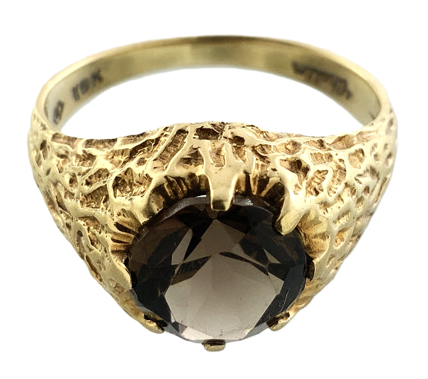 10K Yellow Gold  Vintage Inspired Size 6 Ring With Gemstone AU335