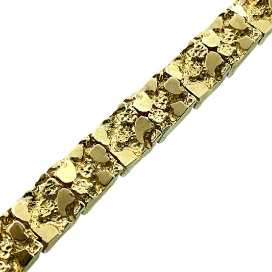 10K Yellow Gold Nugget Link Chain 8in x 3mm Bracelet AU429
