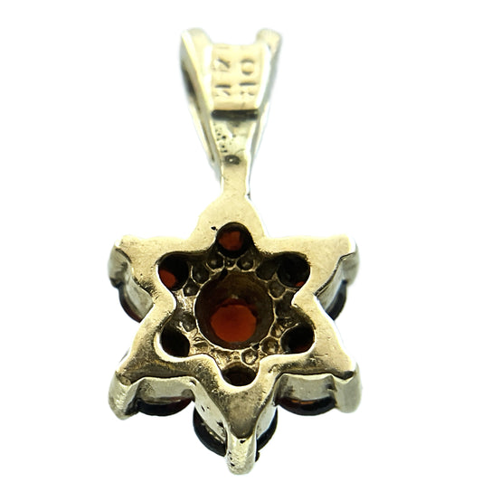 14K Yellow Gold Garnet Cluster Pendant Charm AU430