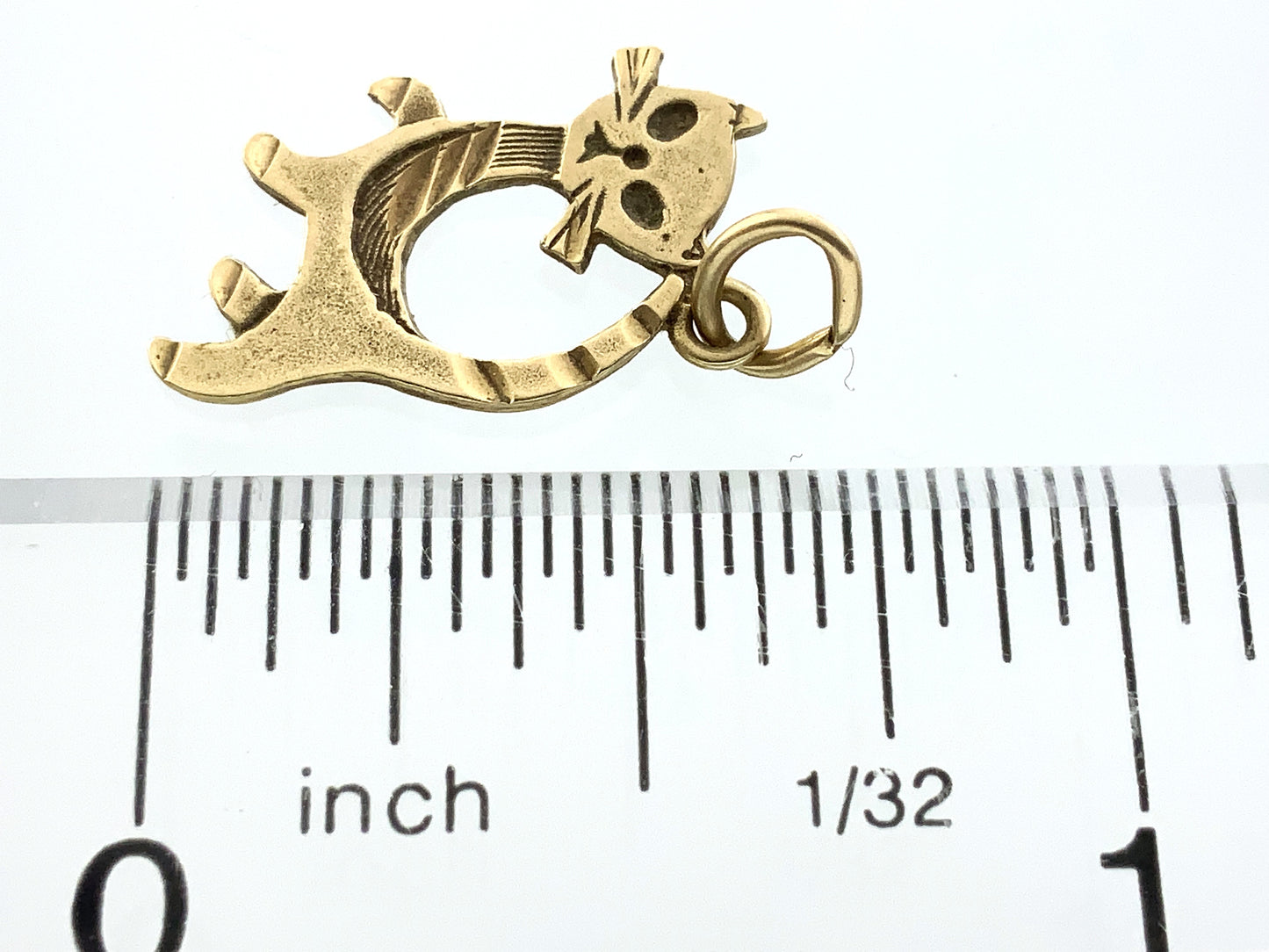 10K Yellow Gold Atomic Era Tom Cat Necklace Bracelet Charm Pendant AU346