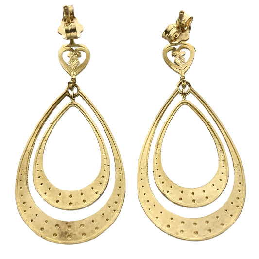 10K Yellow Gold Diamond Cut Finish Push Back Closure Earrings AU352