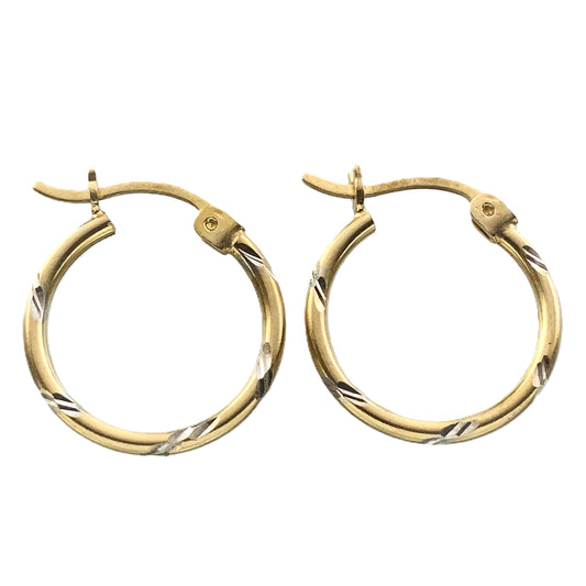10K Yellow Gold Diamond Cut Hoop Earrings AU355
