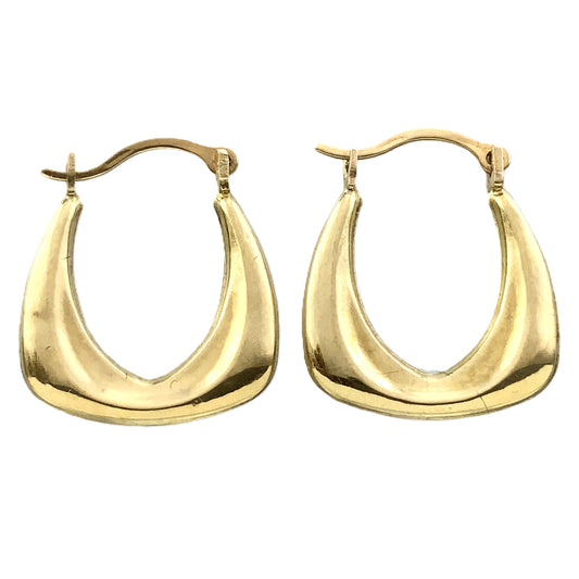10K Yellow Gold Chunky Hollow U-Shaped Hoop Earrings AU356