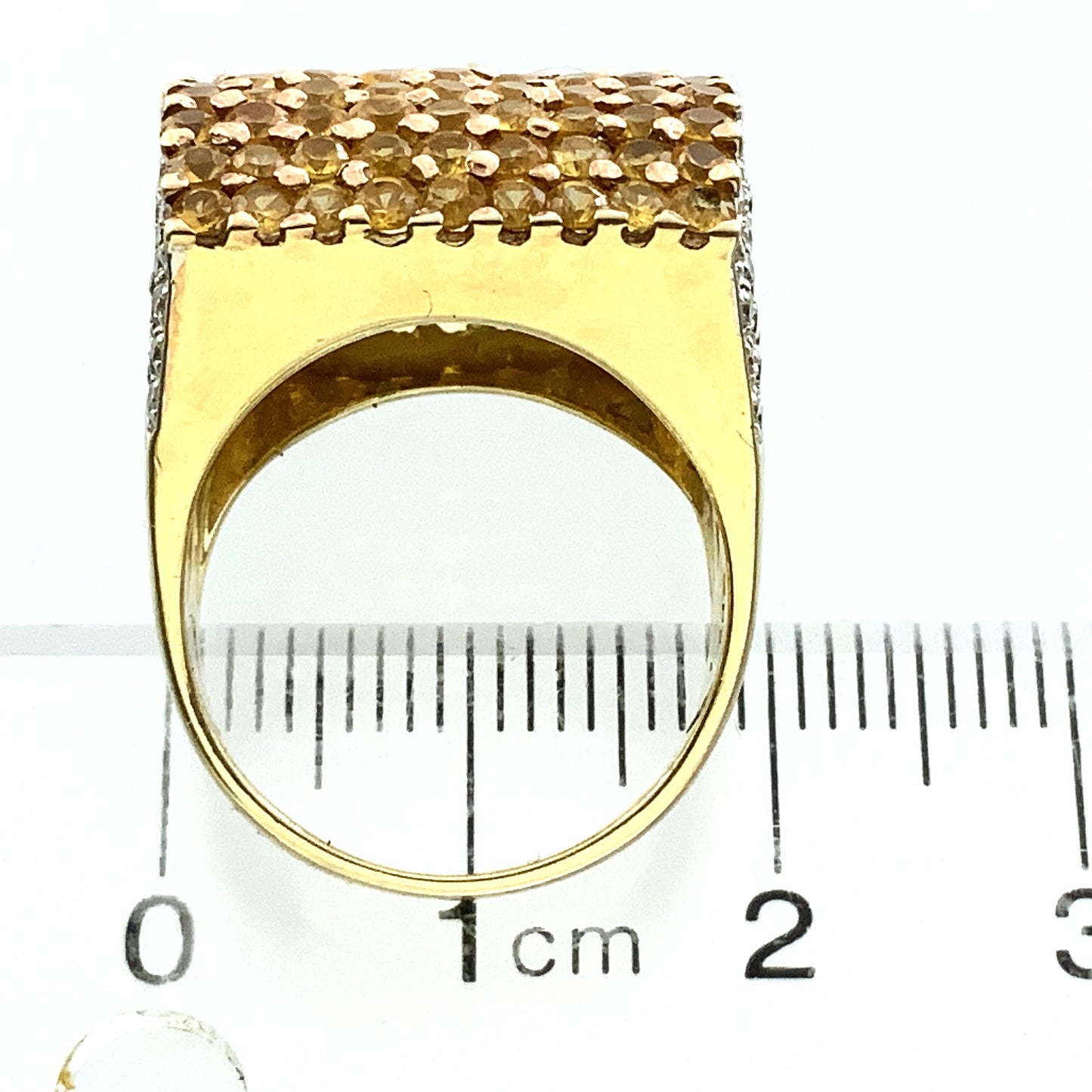 14K Yellow Gold Cocktail Ring with Pavé-Set Yellow Sapphire and Diamonds Size 5.85 AU358