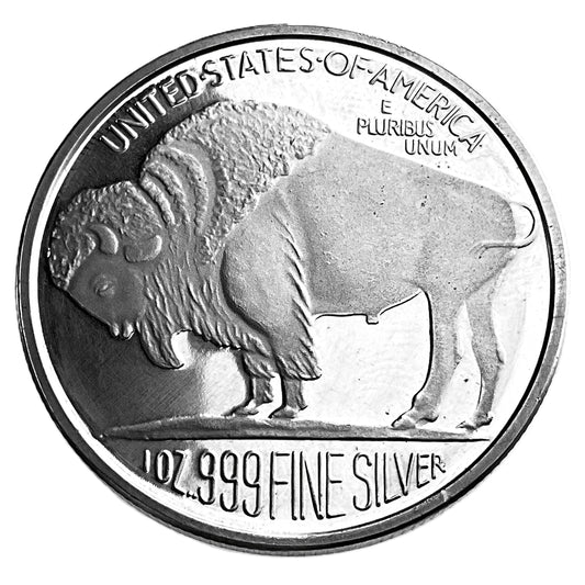 1 ozt Indian Buffalo 999 SilverTowne Round