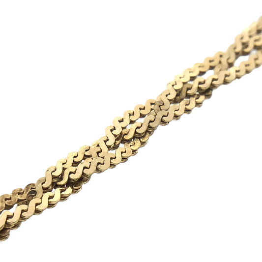 10K Yellow Gold Braided Serpentine Link Chain 7in x 2mm Bracelet AU368