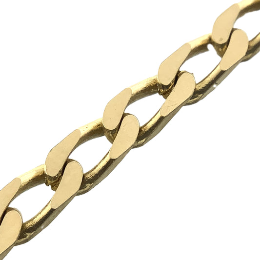 10K Yellow Gold Flat Beveled Curb Link Chain 20in x 3.26mm Necklace AU371