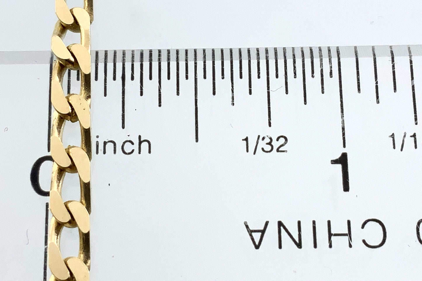 10K Yellow Gold Flat Beveled Curb Link Chain 20in x 3.26mm Necklace AU371