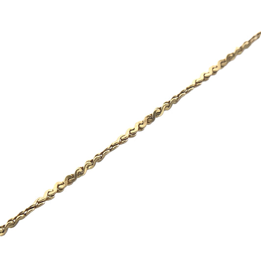 10K Yellow Gold Serpentine Link Chain 20in x 1mm Necklace AU372