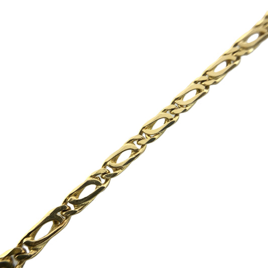 14K Yellow Gold Fancy Curb Link Chain 8in x 3mm Bracelet AU382