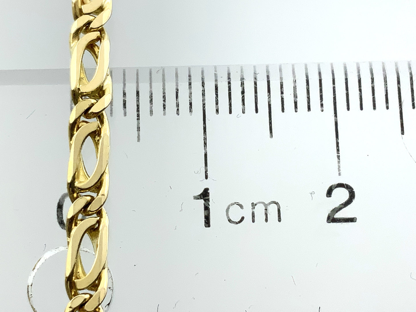 14K Yellow Gold Fancy Curb Link Chain 8in x 3mm Bracelet AU382
