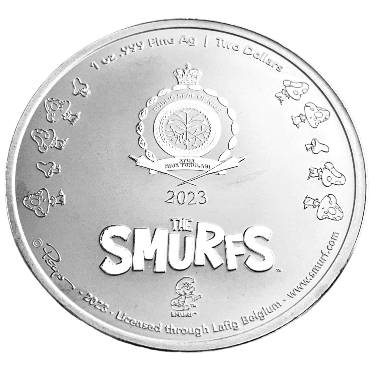 1 ozt The Smurfs 999 Silver $2 Coin