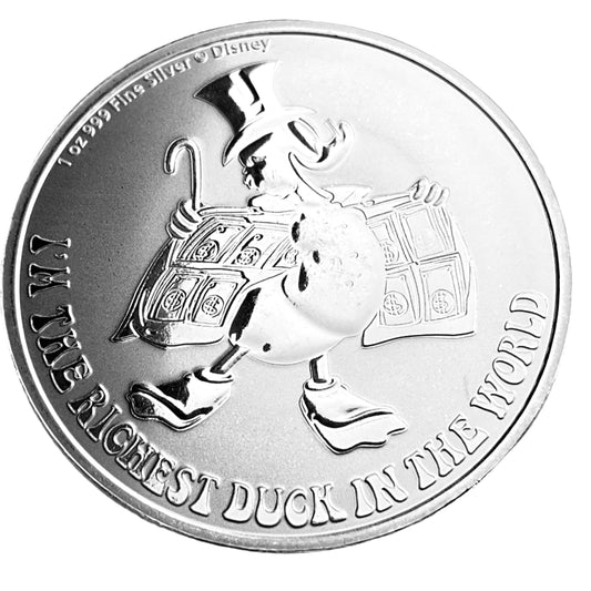 1 ozt Scrouge McDuck Disney 999 Silver $2