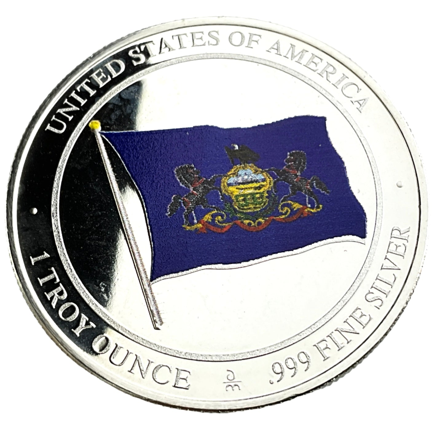 1 ozt Grouse Pennsylvania Flag 999 Silver