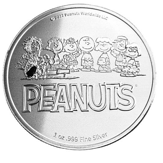 1 ozt Charlie Brown Snoopy 999 Silver Round