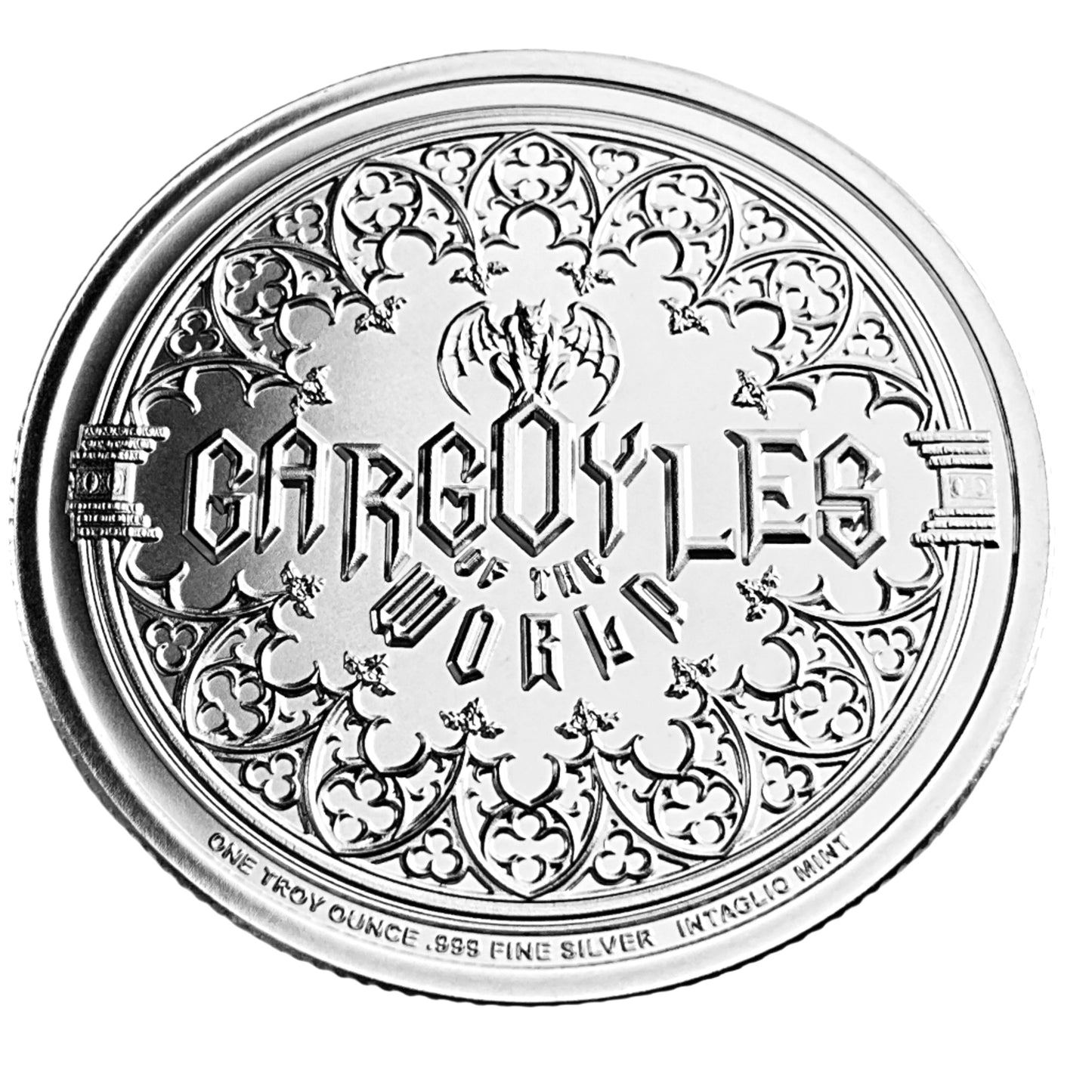 1 ozt Notre-Dame Gargoyle 999 Silver Round