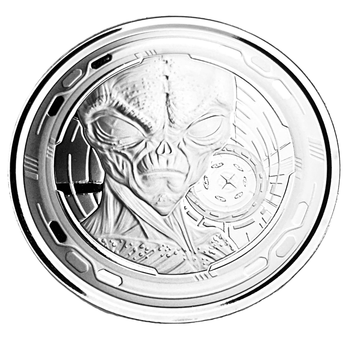 1 ozt Extra Terrestrial Alien 999 Silver 5 Cedis