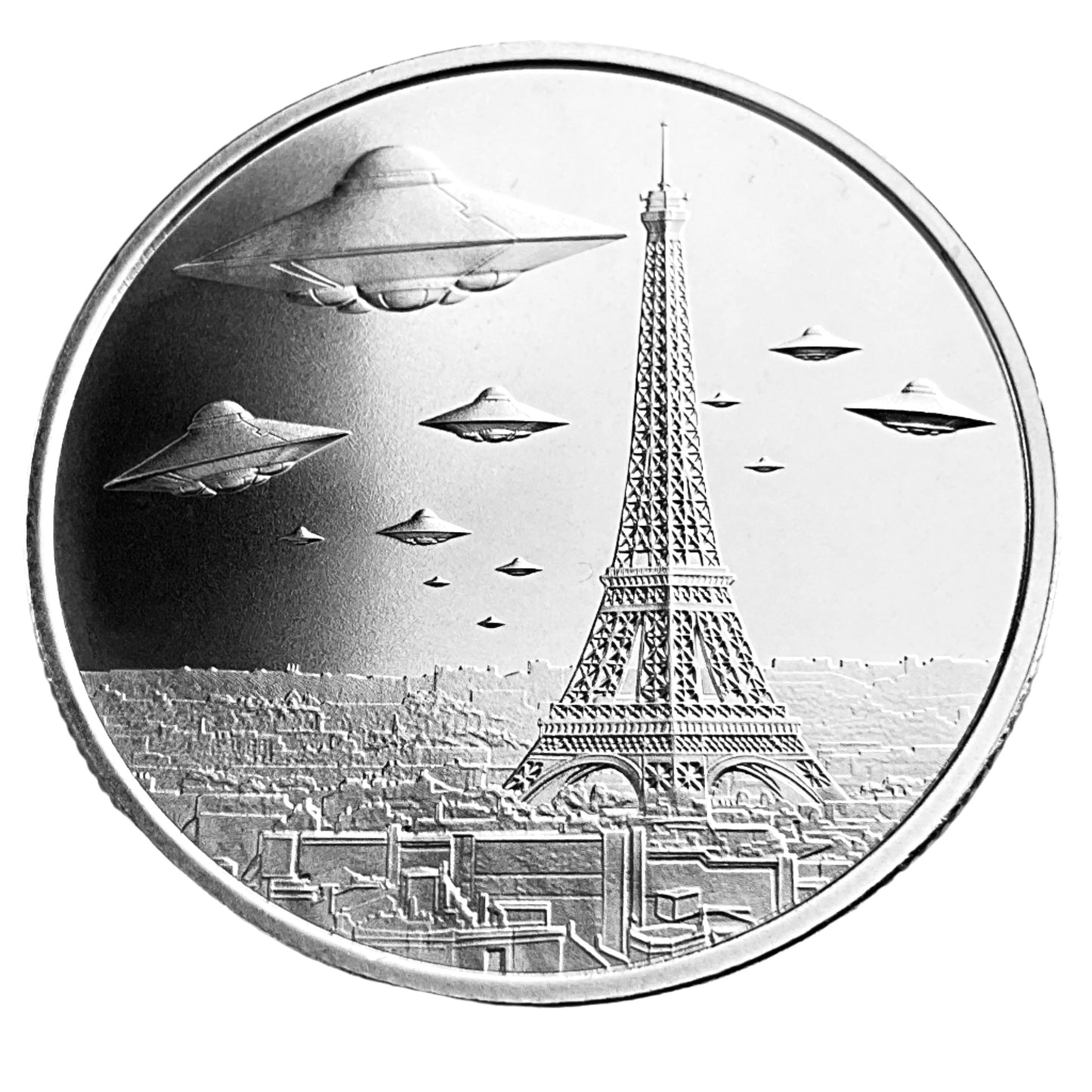 1 ozt UFOs Over Paris UAP 999 Round