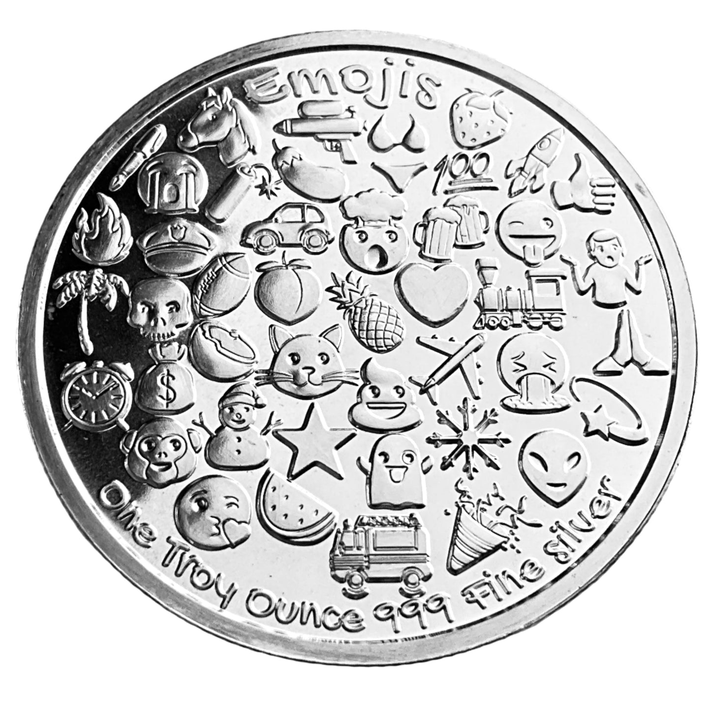 1 ozt Smiley Face Emoji 999 Silver Round