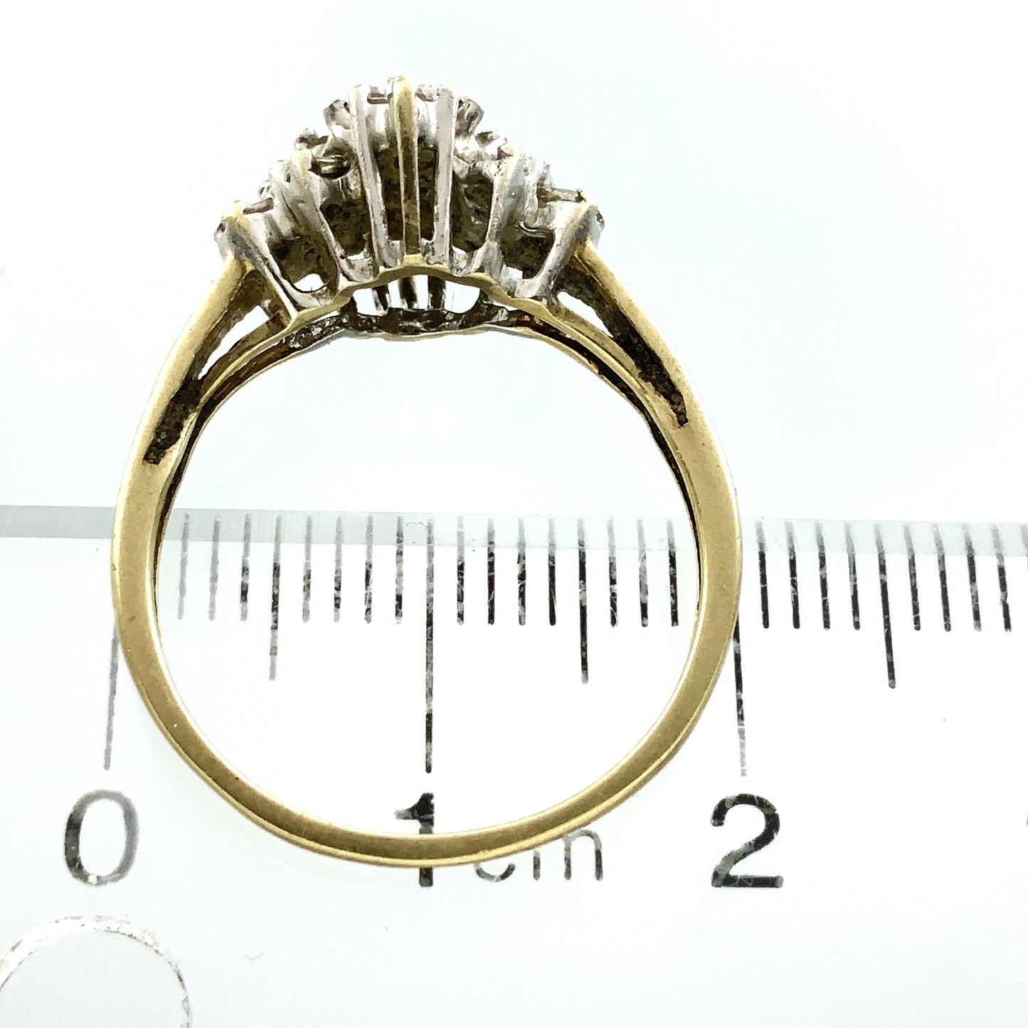 10K Yellow Gold Diamonds Cluster Cocktail .45 Total Carats Size 6.5 Ring AU421
