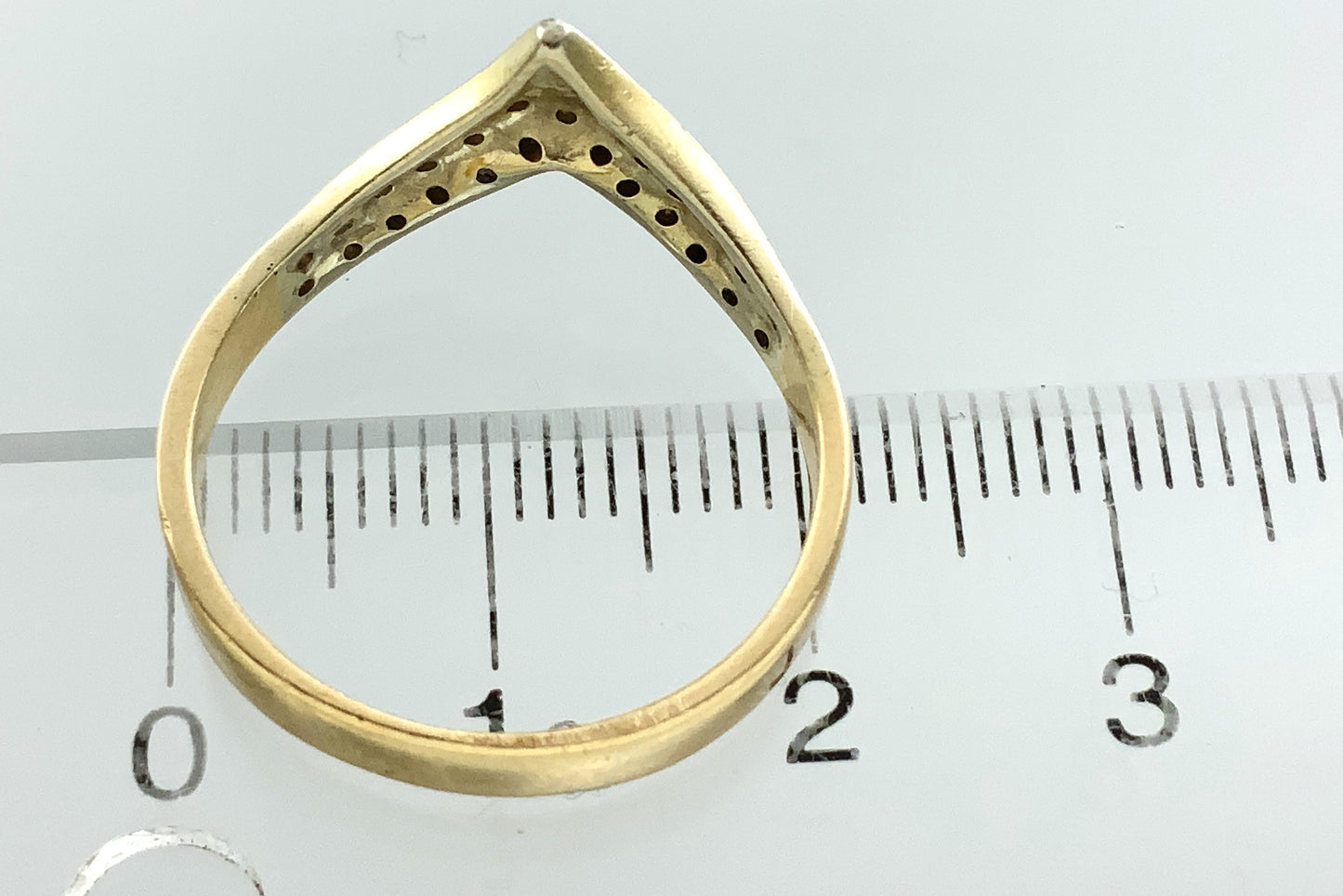 10K Yellow Gold V Shape Chevron Wishbone Diamond .26 Total Carats Size 8.5 Ring AU427