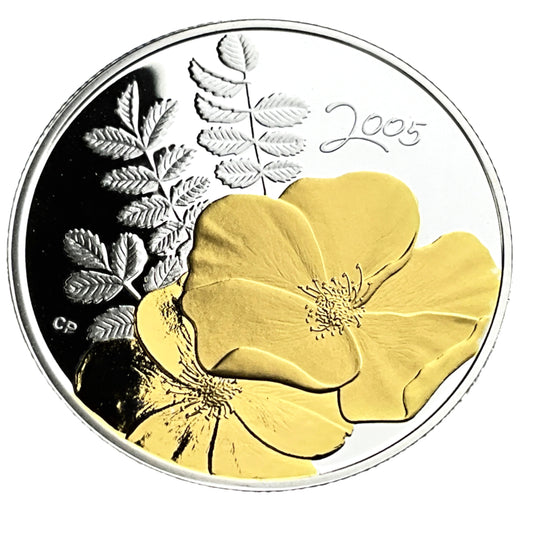 .277 ozt Golden Rose Flower Silver 50¢ Coin