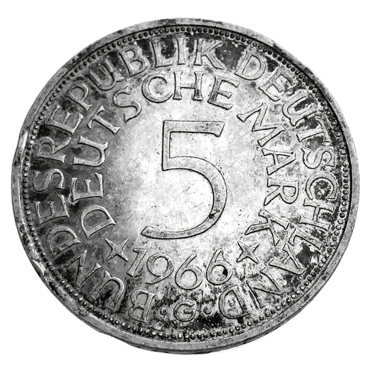 .222 ozt 1966 G Germany Silver 5 Mark