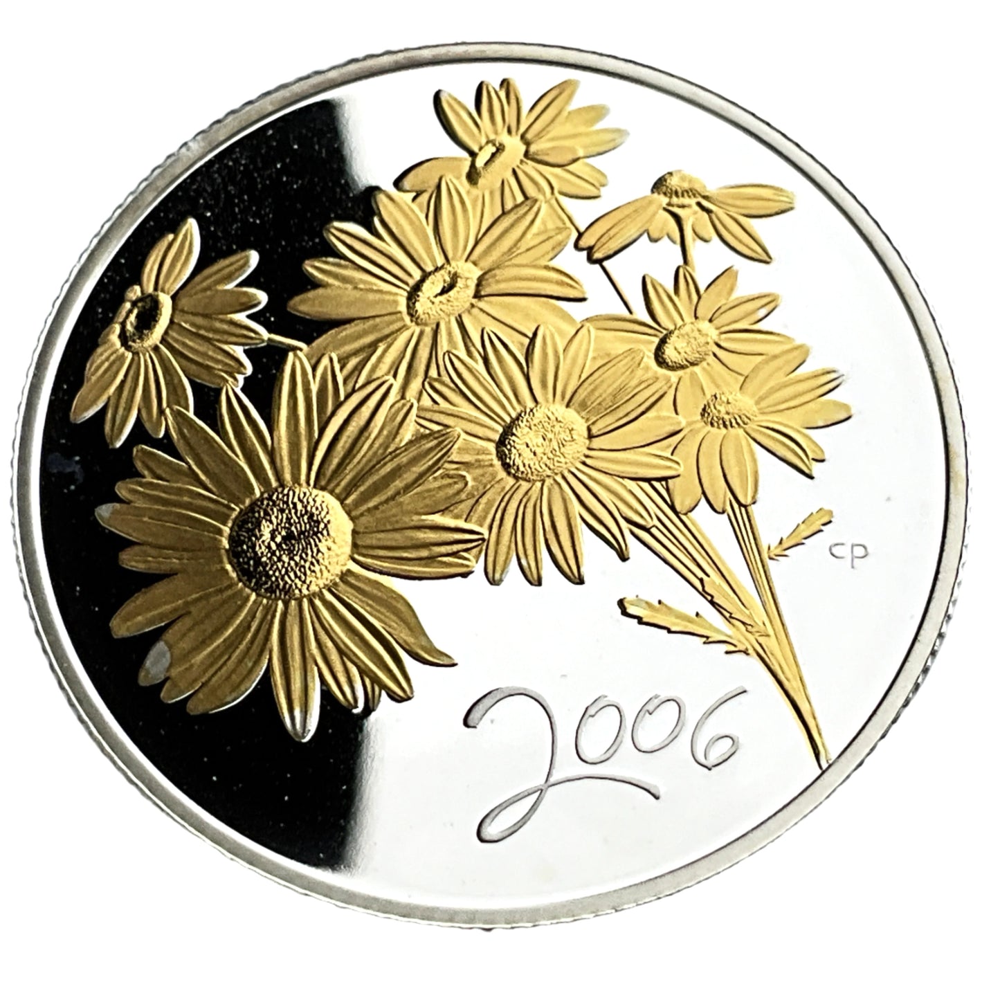 .277 ozt Golden Daisy Flower Silver 50¢
